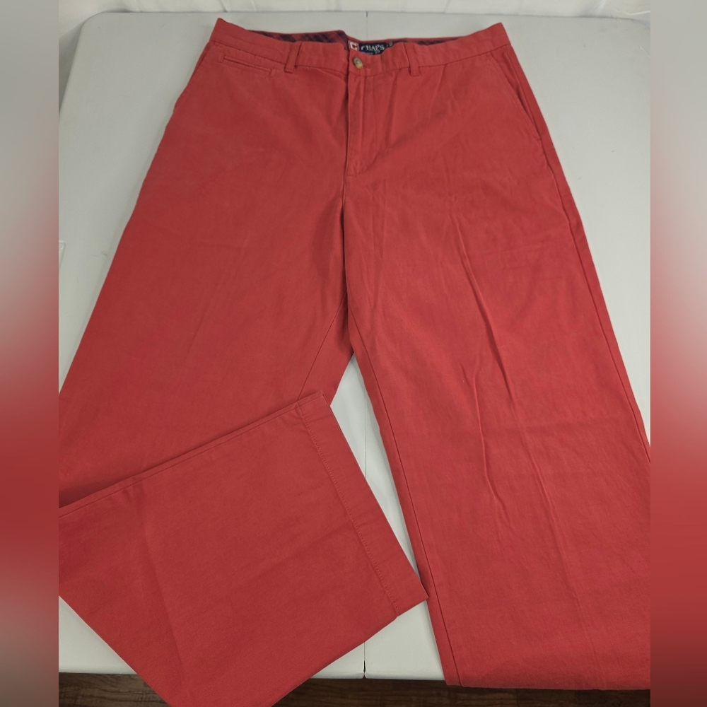 Chaps Relaxed Fit Flat Front Red Mitchell Casual Chino Pants Size 34x32 BZ-3254